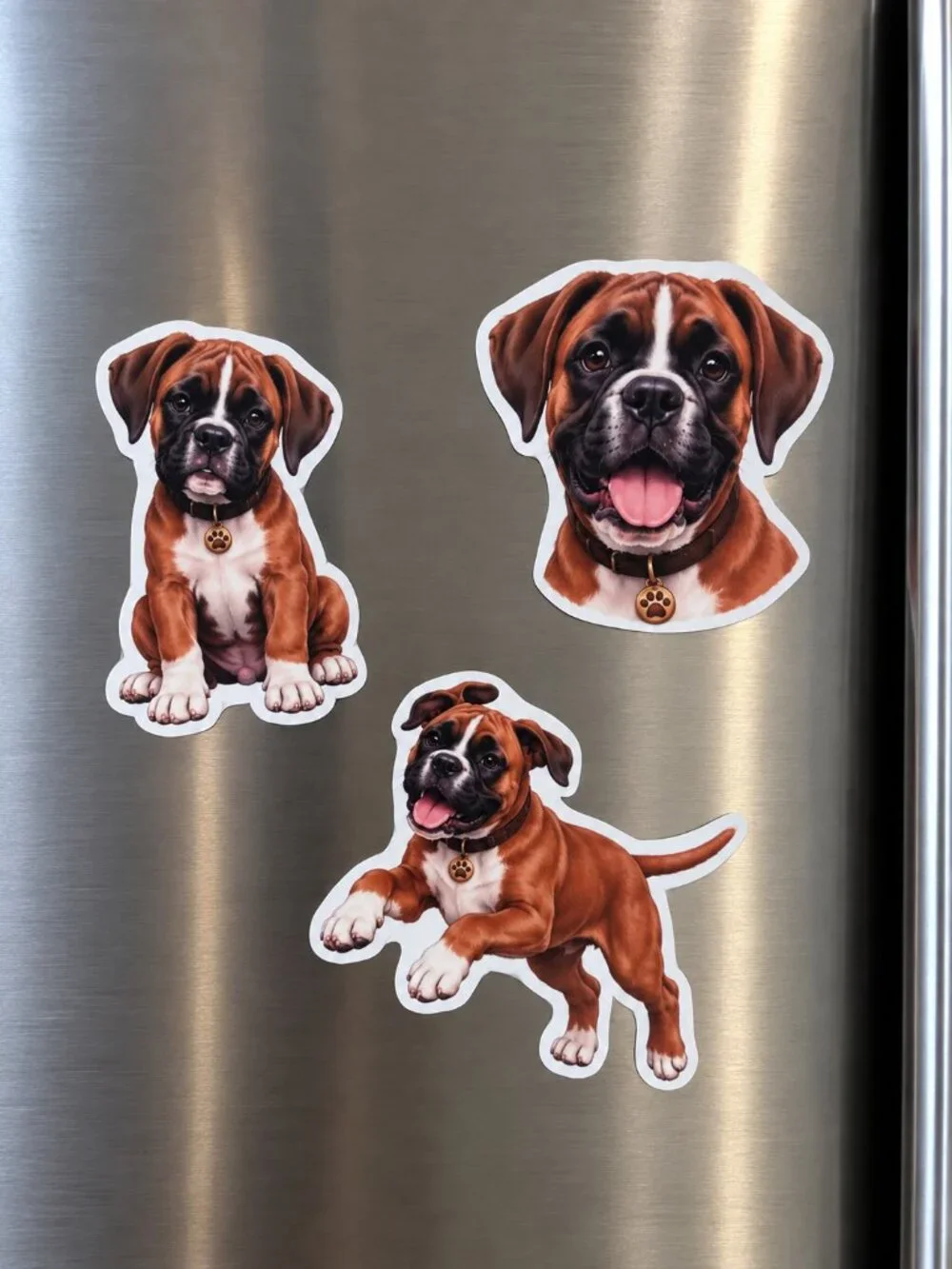 3 Boxer Dog Fridge Magnets Puppy Refrigerator Decor Dog Lover Gift Set